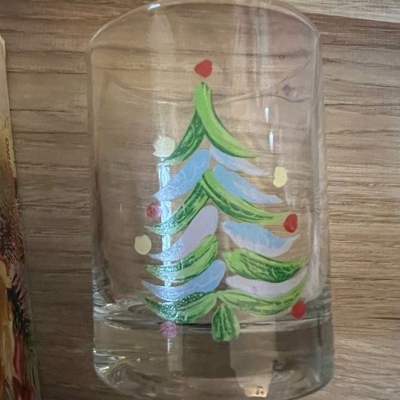 NEW Christmas Set of 4 Double Old Fashioned Glasses Christmas Tree Glass - Picture 4 of 6